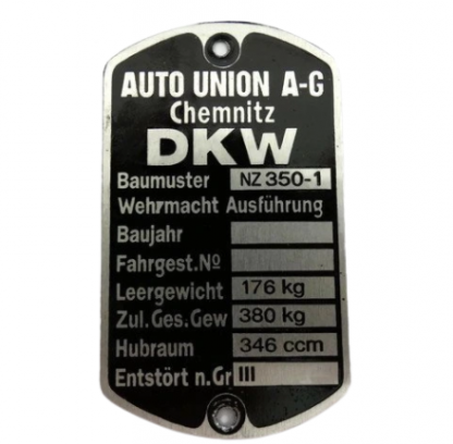 Tabliczka znamionowa DKW Nz350-1