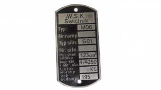 Tabliczka znamionowa WSK 125 M06 S01