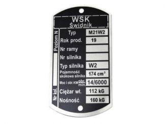 Tabliczka znamionowa WSK 175 M21W2