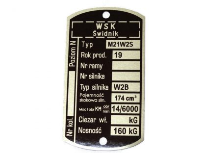 Tabliczka znamionowa WSK 175 M21W2S