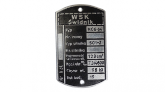 Tabliczka znamionowa WSK M06-64 S01-Z