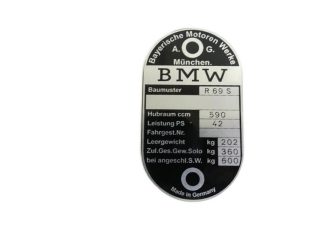 Tabliczka znamionowa BMW R69S prod.2