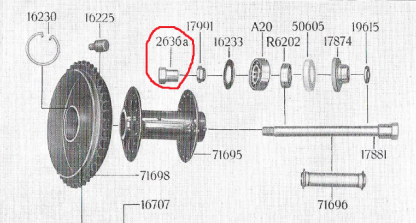 Nakrętka osi zębatki/koła tył DKW Sb200, 350