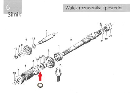 Podkładka dystansowa wałka kopniaka Romet, Komar, Motorynka